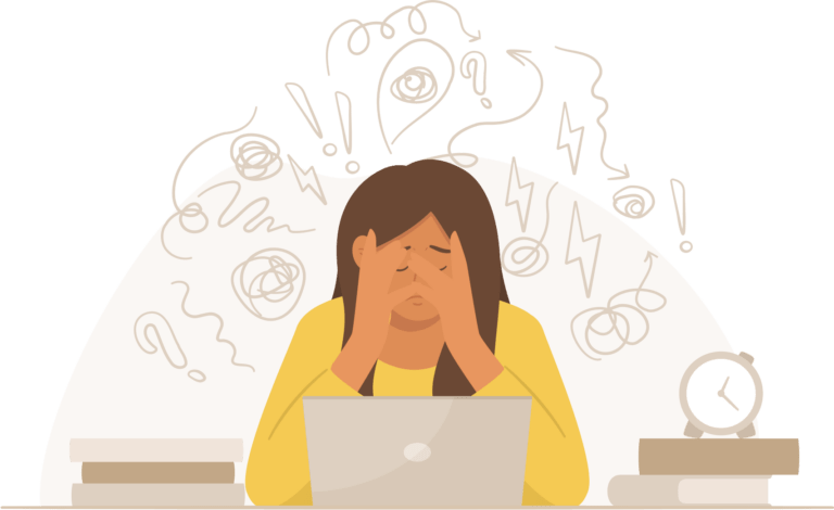 Illustration einer Frau, die verzweifelt ist